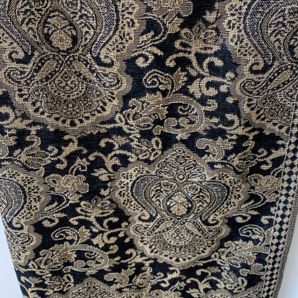 27 x 68 black gold shimmer metallic wrap scarf table runner throw - Picture 7 of 9